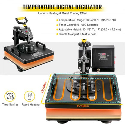 8 in 1 Heat Press & 28" Vinyl Cutter Plotter Bundle, 15"x15" Sublimation Machine for T-Shirts, Mugs & Crafts