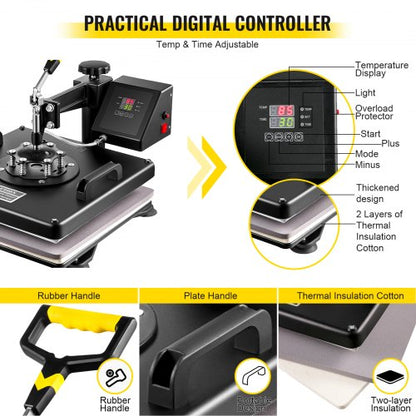 8 in 1 Heat Press 15"x15" Sublimation Machine + 28" Vinyl Cutter Plotter, All-in-One Custom Apparel & Decal Bundle