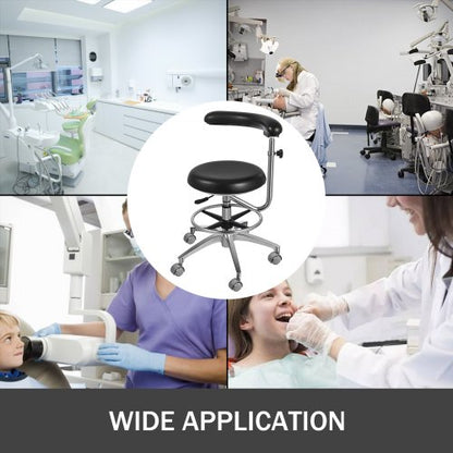 Ergonomic Medical Dental Stool Dentist Chair with PU Leather & Rotating Armrest, Adjustable Assistant Stool Chair