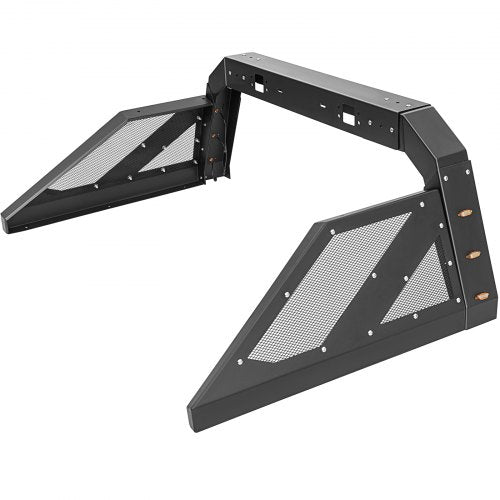 Adjustable Truck Roll Bar Chase Rack with Amber Side Marker Lamps, Universal Fit, Heavy-Duty Steel for Pickup Truck Beds
