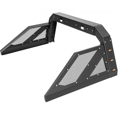 Adjustable Truck Roll Bar Chase Rack with Amber Side Marker Lamps, Universal Fit, Heavy-Duty Steel for Pickup Truck Beds