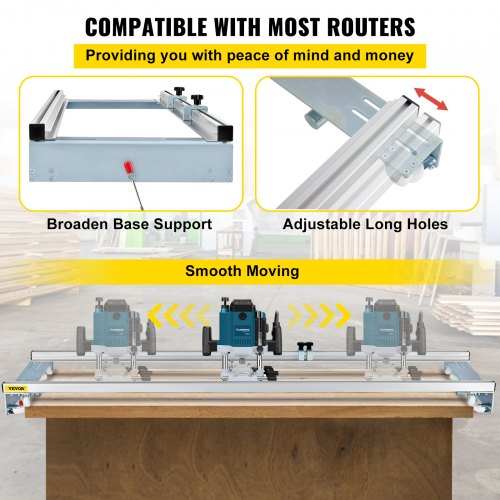 Adjustable Router Sled, Heavy-Duty Slab Guide Jig for Woodworking, Portable Planing Machine for Flattening Wood