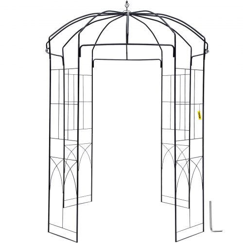 Heavy Duty Wrought Iron Birdcage Shape Garden Arbor, Wedding Arch Trellis for Climbing Vines in Outdoor Garden, Lawn