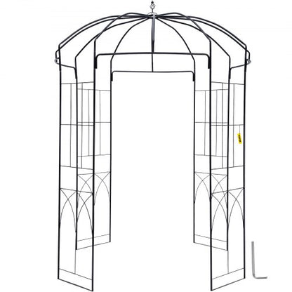 Heavy Duty Wrought Iron Birdcage Shape Garden Arbor, Wedding Arch Trellis for Climbing Vines in Outdoor Garden, Lawn