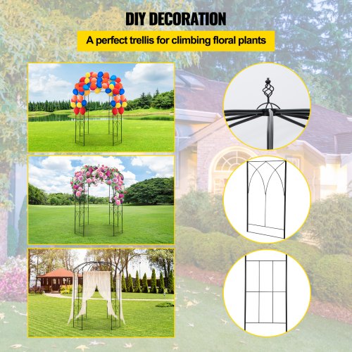 Heavy Duty Wrought Iron Birdcage Shape Garden Arbor, Wedding Arch Trellis for Climbing Vines in Outdoor Garden, Lawn
