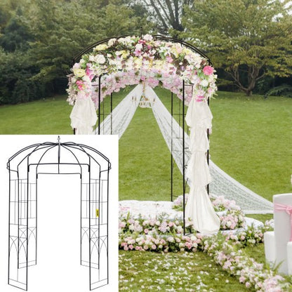 Heavy Duty Wrought Iron Birdcage Shape Garden Arbor, Wedding Arch Trellis for Climbing Vines in Outdoor Garden, Lawn