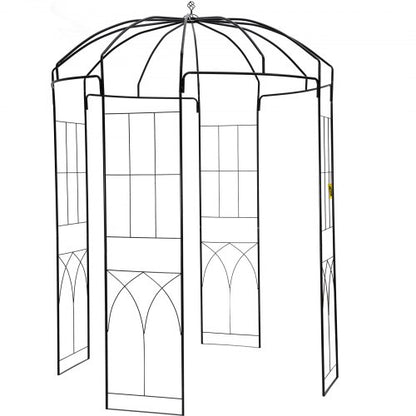 Heavy Duty Wrought Iron Birdcage Shape Garden Arbor, Wedding Arch Trellis for Climbing Vines in Outdoor Garden, Lawn