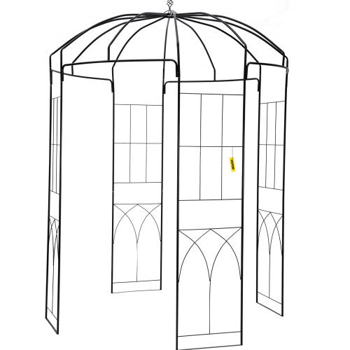 Heavy Duty Wrought Iron Birdcage Shape Garden Arbor, Wedding Arch Trellis for Climbing Vines in Outdoor Garden, Lawn