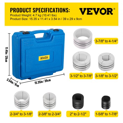 Hydraulic Exhaust Pipe Expander Manual Pipe Stretcher w/4 Dies & Cases for Copper, Aluminum Tubes & Auto Muffler Repair