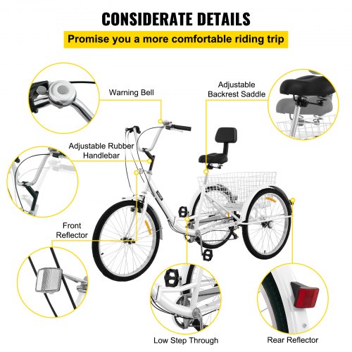 Adult Folding Tricycle 24 Wheels 7Speed Foldable 3Wheel Bike For Adults With Large Rear Basket 6