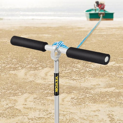 Stainless Steel Sand Anchor, Auger for Beach, Sandbar & Shallow Water, Removable Handle, Bungee Line & Bag