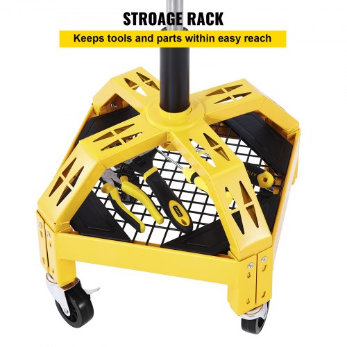 300LBS Capacity Rolling Garage Stool Adjustable Height 24 To 287 Mechanic Seat With 360 Swivel Whee 4