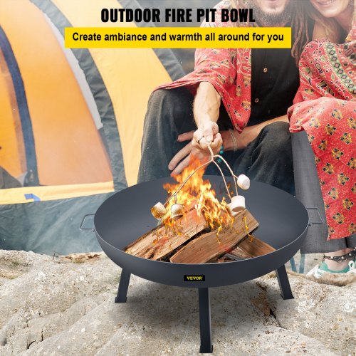 34Inch Carbon Steel Fire Bowl Wood Burning Outdoor Fire Pit For Patio Backyard  Camping With Drain  2