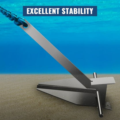 Fluke Style Boat Anchor Kit, Heavy-Duty Hot Dipped Galvanized Steel Marine Anchor with Rope, Chain & Shackles