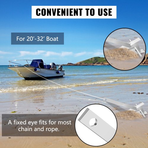 Fluke Style Boat Anchor Kit, Heavy-Duty Hot Dipped Galvanized Steel Marine Anchor with Rope, Chain & Shackles