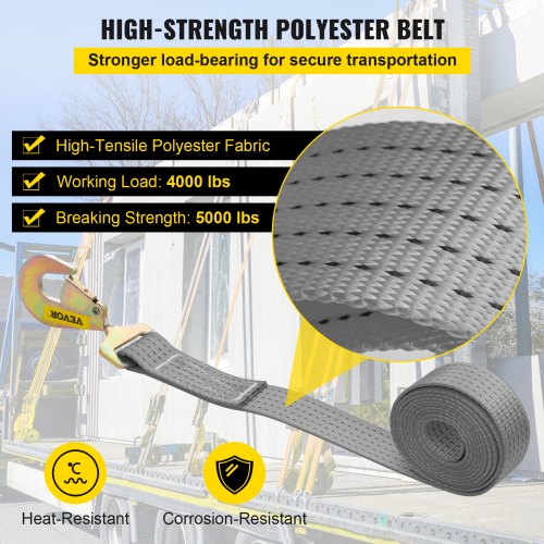 Heavy Duty Ratchet Tie Down Straps, Working Load with Snap Hooks & Axle Straps for Moving Motorcycles & Securing Cargo