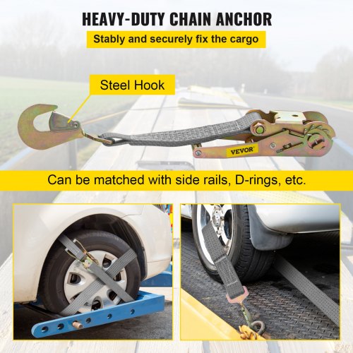 Heavy Duty Ratchet Tie Down Straps, Working Load with Snap Hooks & Axle Straps for Moving Motorcycles & Securing Cargo