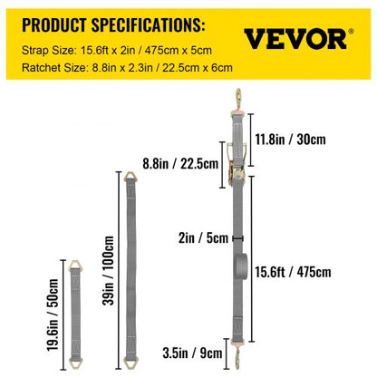 Heavy Duty Ratchet Tie Down Straps, Working Load with Snap Hooks & Axle Straps for Moving Motorcycles & Securing Cargo
