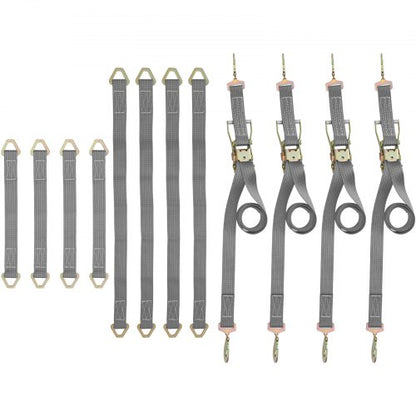 Heavy Duty Ratchet Tie Down Straps, Working Load with Snap Hooks & Axle Straps for Moving Motorcycles & Securing Cargo