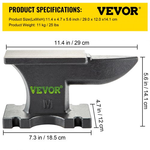 Heavy-Duty Cast Iron Anvil, Single Horn Blacksmith Anvil with Stable Base, Work Surface for Forging, Bending