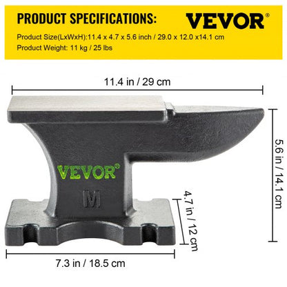 Heavy-Duty Cast Iron Anvil, Single Horn Blacksmith Anvil with Stable Base, Work Surface for Forging, Bending