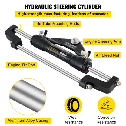 Hydraulic Boat Steering Kit with Helm Pump, Cylinder, Wheel & Hose, Durable Marine Steering System, Outboard Motorboats