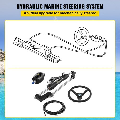 300HP Hydraulic Boat Steering Kit Helm Pump 22ft Hydraulic Hose  135 Wheel For Smooth Outboard Cont 3