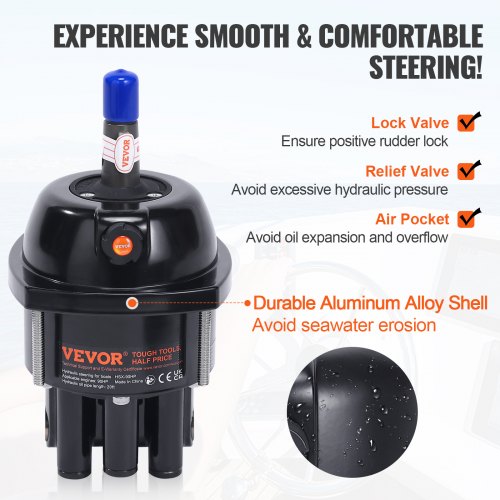 90HP Hydraulic Outboard Steering Kit Marine Steering System With Helm Pump Cylinder  Hoses For Smoo 3