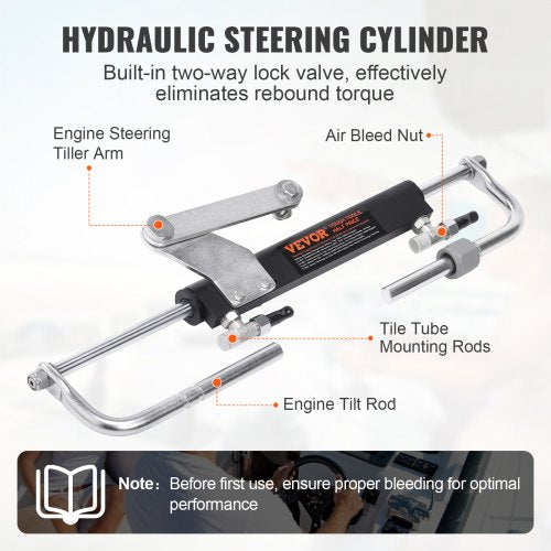 90HP Hydraulic Outboard Steering Kit Marine Steering System With Helm Pump Cylinder  Hoses For Smoo 5