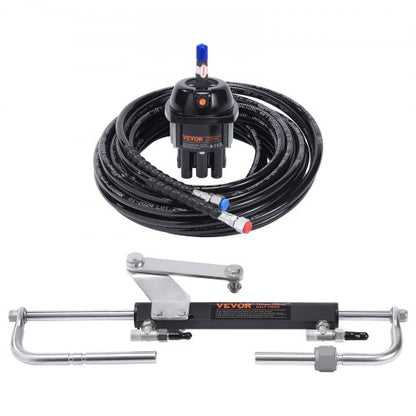 90HP Hydraulic Outboard Steering Kit Marine Steering System With Helm Pump Cylinder  Hoses For Smoo 9