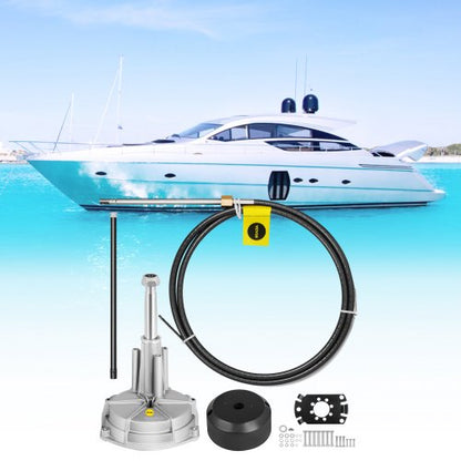 Outboard Boat Steering Kit, 13' Boat Steering Cable with 3/4" Tapered Shaft | Marine Steering System