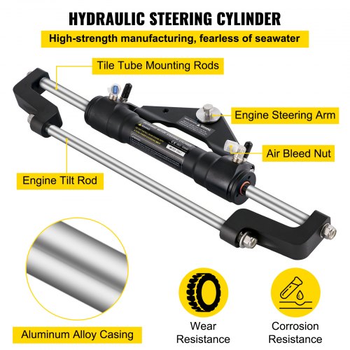 Hydraulic Boat Steering Kit With Helm Pump 300HP Outboard System  16ft Hydraulic Steering Hose 4