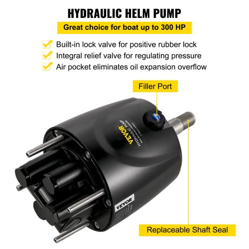 Hydraulic Boat Steering Kit With Helm Pump 300HP Outboard System  16ft Hydraulic Steering Hose 5
