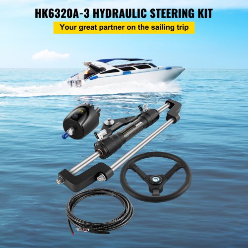 Hydraulic Boat Steering Kit 300HP Hydraulic Outboard Steering Kit With Helm Pump  20ft Hose For Smo 2