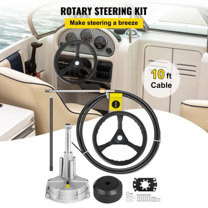 Boat Steering Cable 10 Feet Rotary Marine Steering System With 34 Tapered Shaft  Durable Helm For W 2