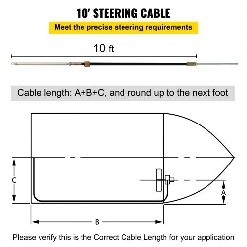 Boat Steering Cable 10 Feet Rotary Marine Steering System With 34 Tapered Shaft  Durable Helm For W 3
