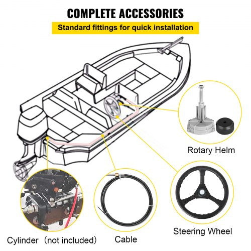 Boat Steering Cable 10 Feet Rotary Marine Steering System With 34 Tapered Shaft  Durable Helm For W 6