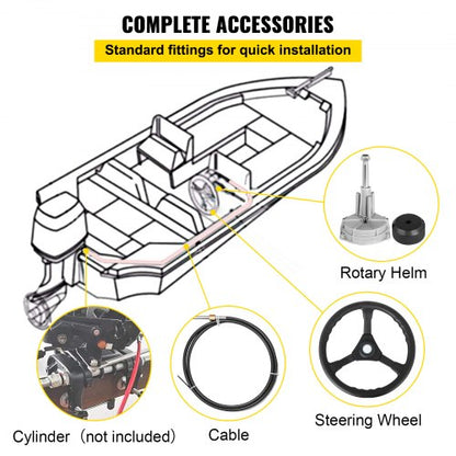 Boat Steering Cable 10 Feet Rotary Marine Steering System With 34 Tapered Shaft  Durable Helm For W 6