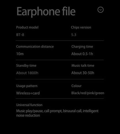 BT8 Wireless Bluetooth Earphones  Outdoor Sports Headset With Charging Bin Display  Touch Control 3