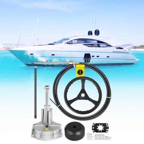Boat Steering Cable 10 Feet, Rotary Marine Steering System with 3/4" Tapered Shaft & Durable Helm for Watercraft