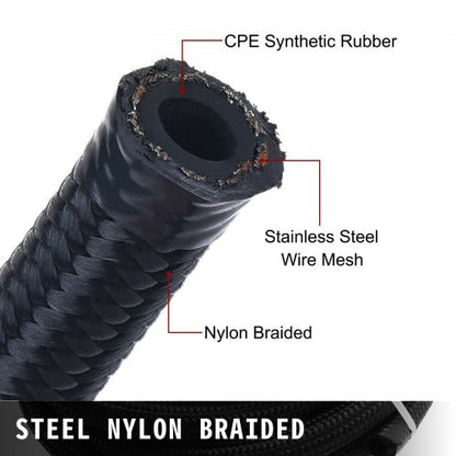 8AN Fuel Line Kit, 20 Pcs 8AN Fuel Hose Kit with 32.8Ft BK Nylon Stainless Steel Braided Oil Line Hose