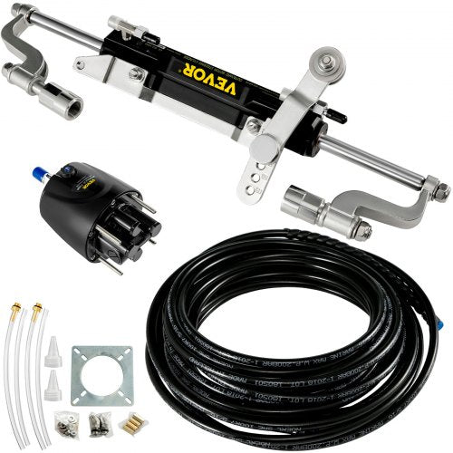 300HP Hydraulic Steering Kit With Helm Pump  Compact Cylinder Complete Marine Outboard Steering Sys 1