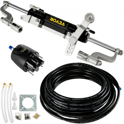 300HP Hydraulic Steering Kit With Helm Pump  Compact Cylinder Complete Marine Outboard Steering Sys 1