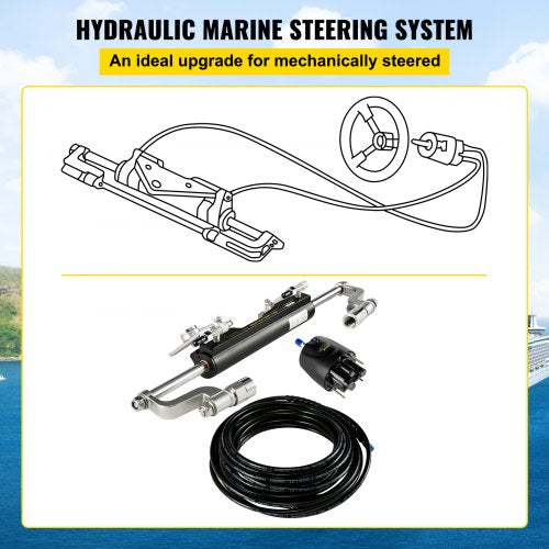 300HP Hydraulic Steering Kit With Helm Pump  Compact Cylinder Complete Marine Outboard Steering Sys 3