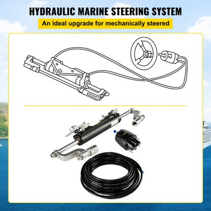 300HP Hydraulic Steering Kit With Helm Pump  Compact Cylinder Complete Marine Outboard Steering Sys 3