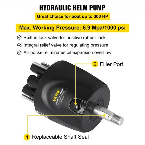 300HP Hydraulic Steering Kit With Helm Pump  Compact Cylinder Complete Marine Outboard Steering Sys 5