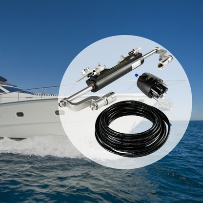 300HP Hydraulic Steering Kit with Helm Pump & Compact Cylinder, Complete Marine Outboard Steering System for Yamaha