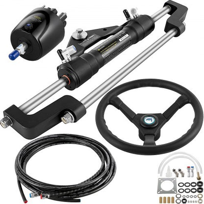 Boat Hydraulic Steering Kit 300HP Helm Pump Aluminum Alloy Steering Cylinder 135 Wheel  10 Hydrauli 1