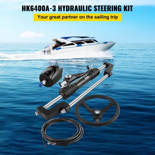 Boat Hydraulic Steering Kit 300HP Helm Pump Aluminum Alloy Steering Cylinder 135 Wheel  10 Hydrauli 2