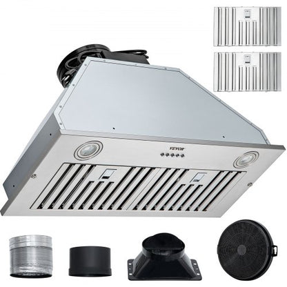 30Inch Stainless Steel BuiltIn Range Hood 800 CFM Kitchen Vent With Push Button Control LED Lights  1
